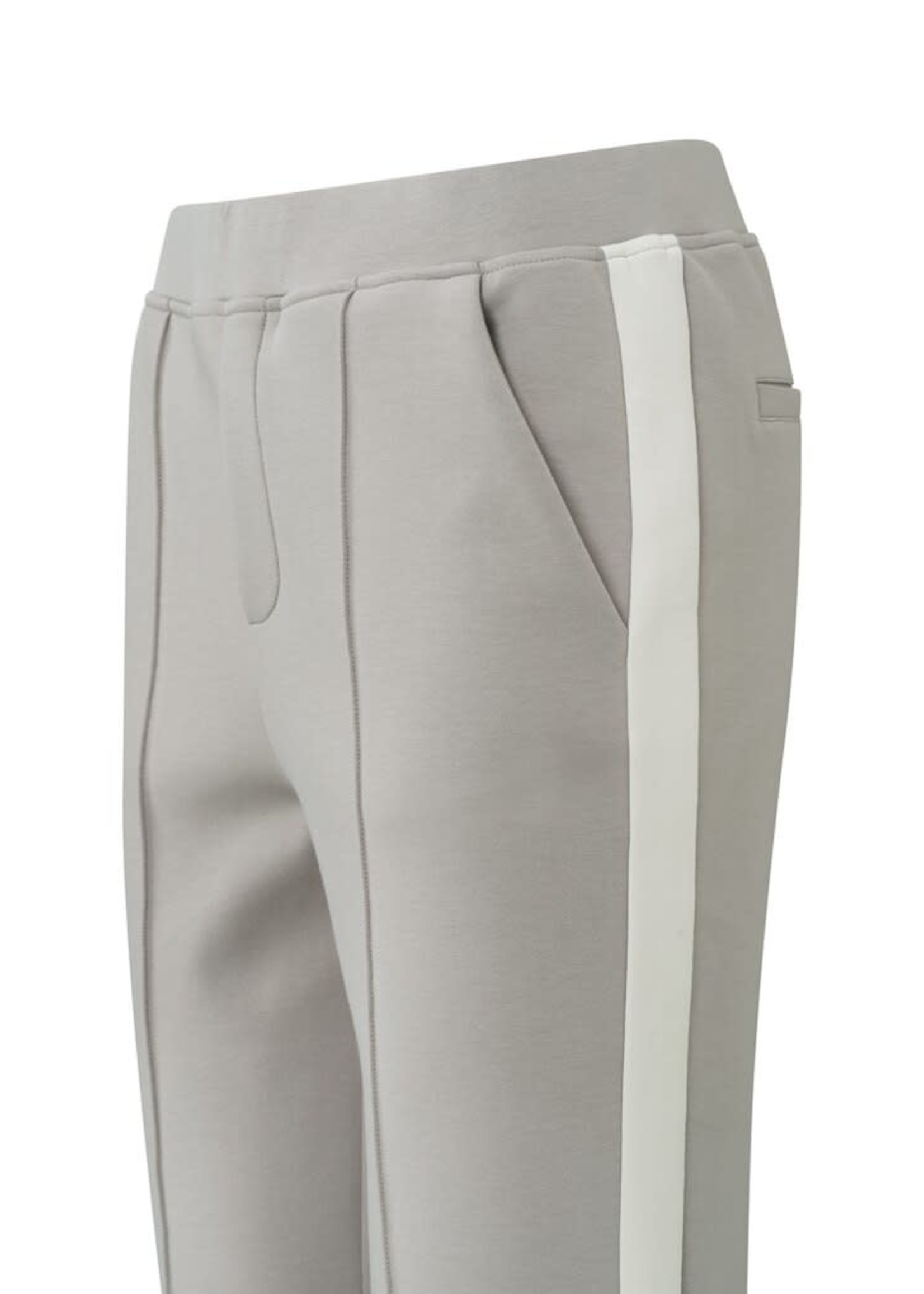 Yaya Yaya, Scuba trousers with side pockets, seam details and stripe, Paloma Grey