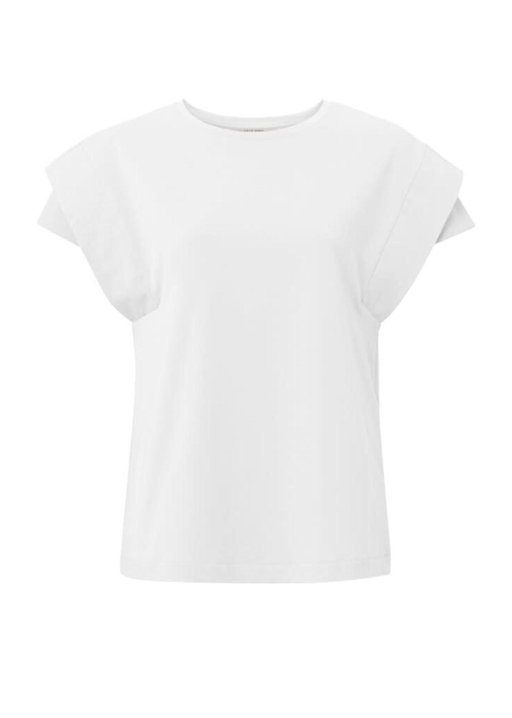 Yaya Yaya, Top with crewneck and double sleeve effect in regular fit, Bright White