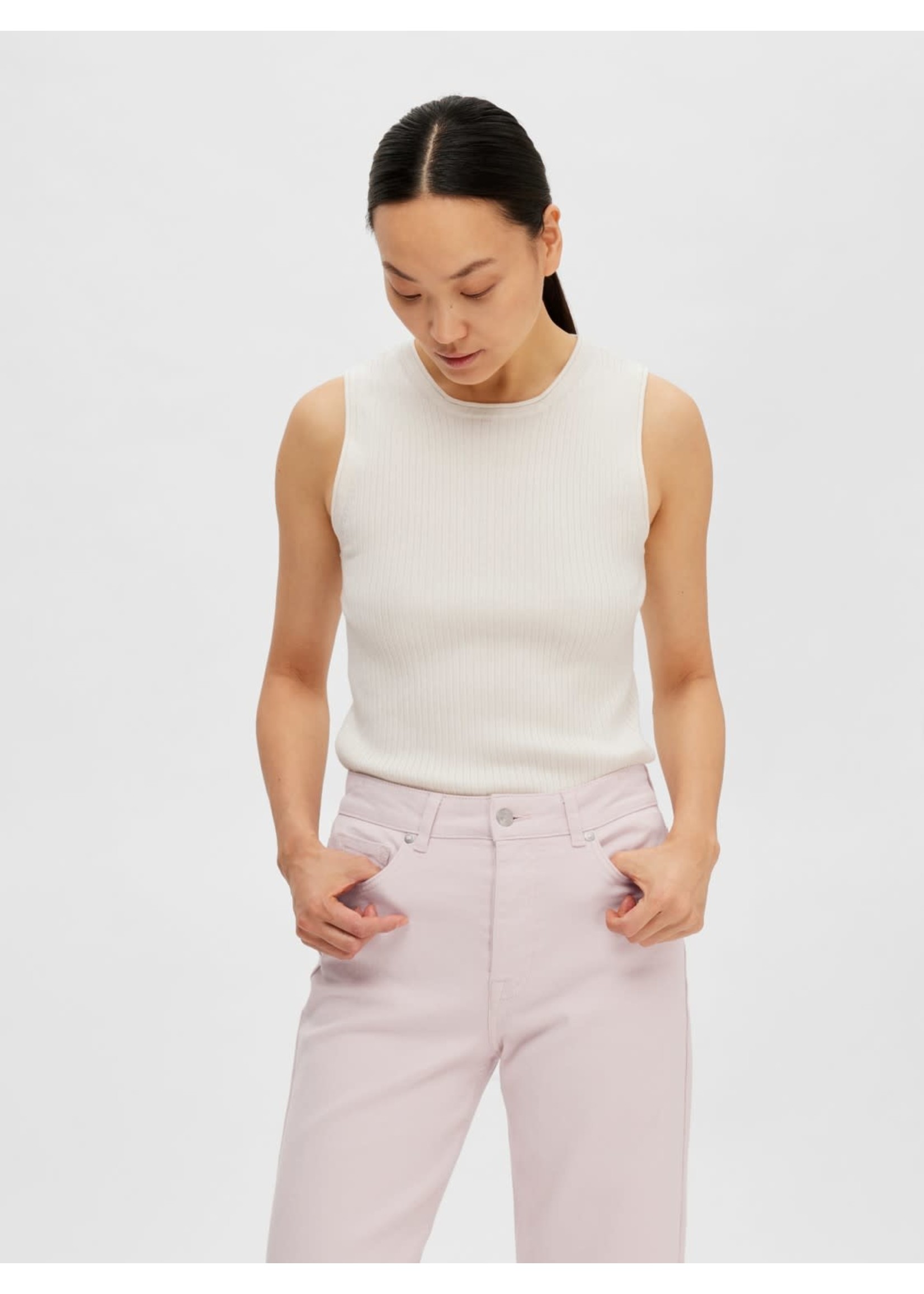 Selected Selected, SLFLYDIA SL O-NECK KNIT TOP NOOS, Birch