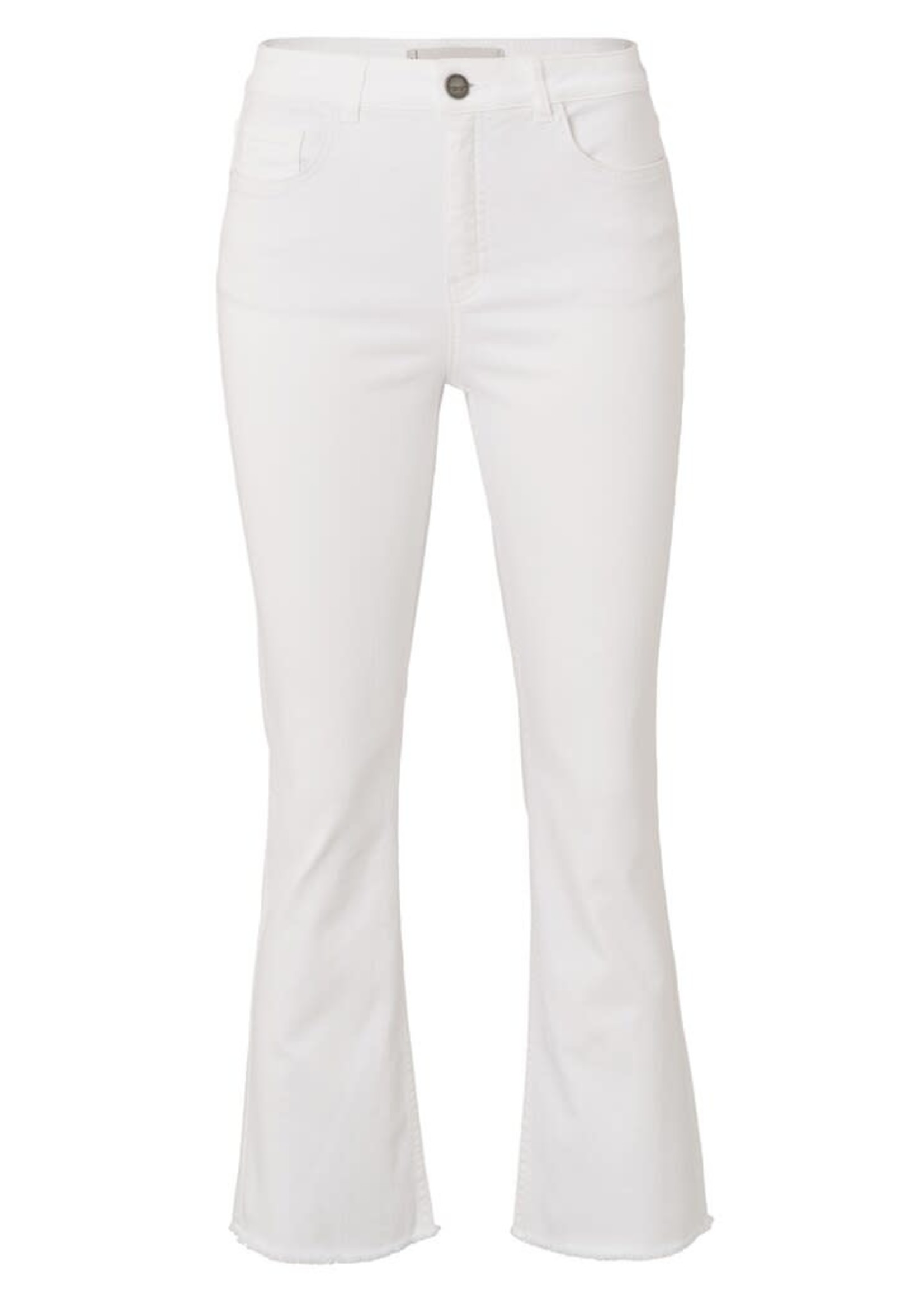 Yaya Yaya, Kick flair denim with five pocket style and frayed details, Star White