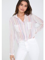 Bella Dahl Bella Dahl,   Full Button Down Hipster Shirt, Sunrise Stripe Print,