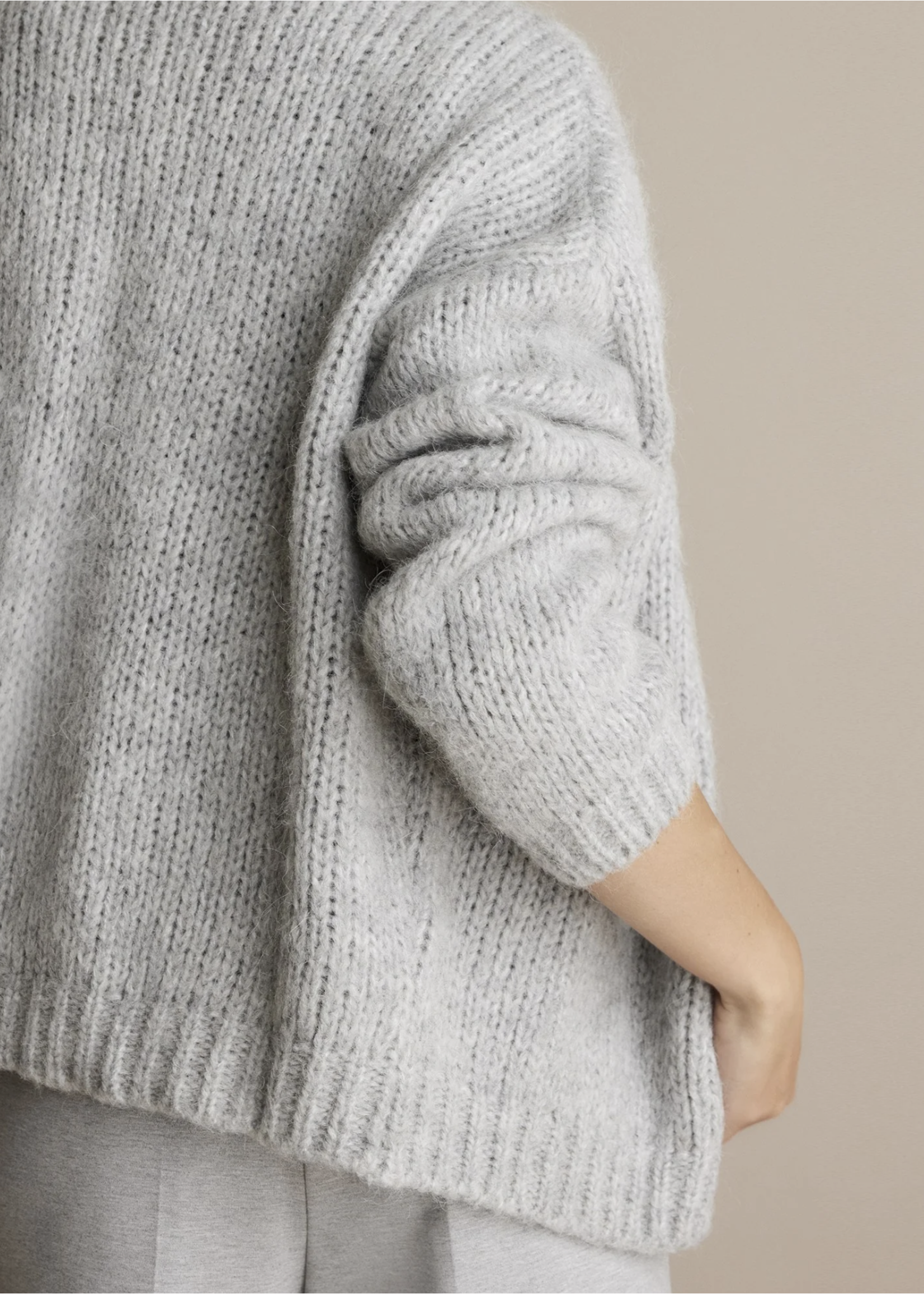 Summum Summum, Cardigan brushed alpaca blend knit, Fog, Size: