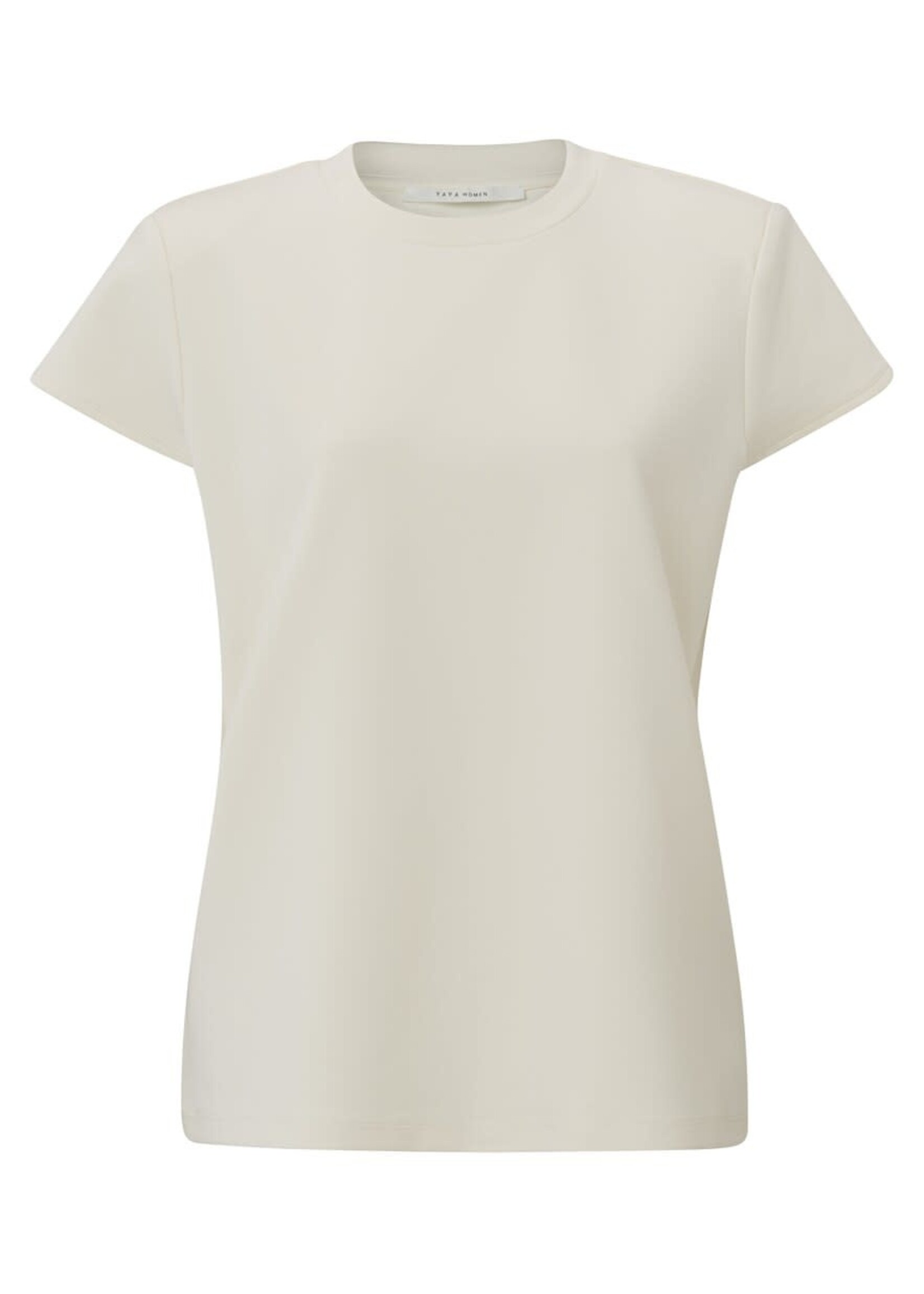 Yaya Yaya, T-shirt with crewneck and cap sleeves in boxy fit, Artic wolf sand, Size: