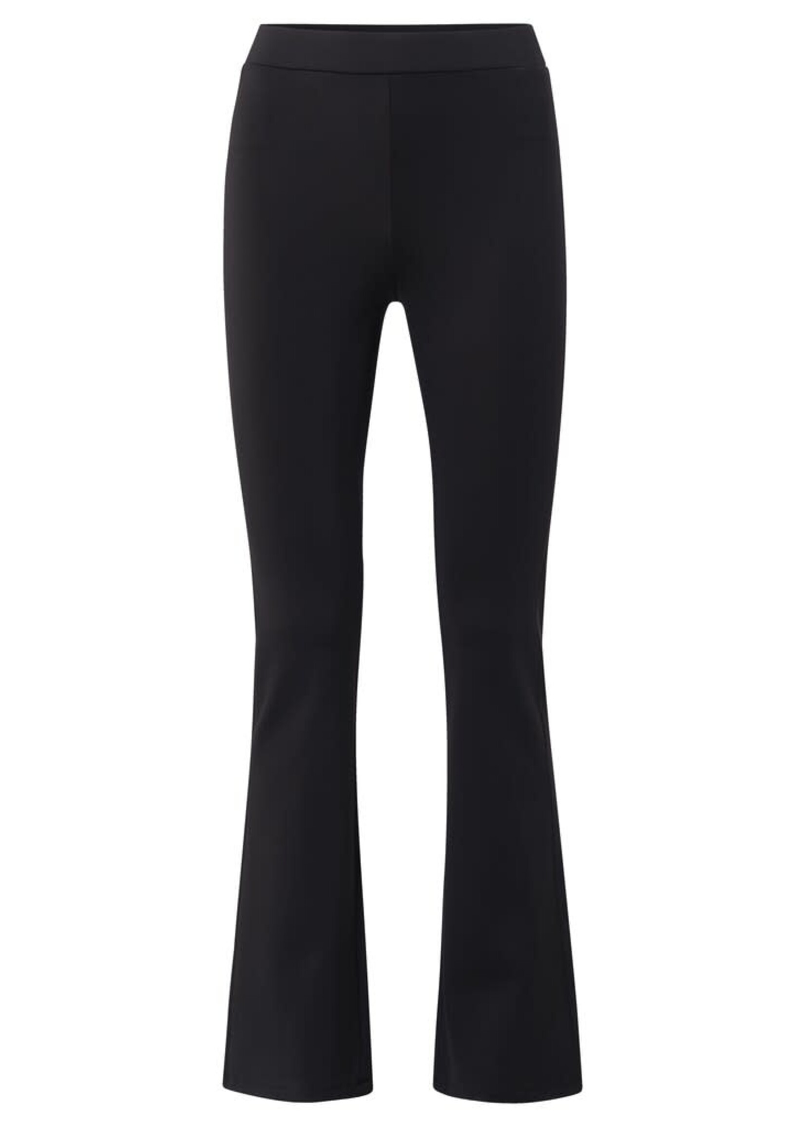 Yaya Yaya, Jersey scuba flared trousers, elastic waist, Black, Size: