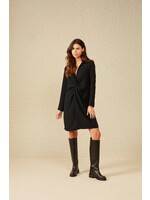 Yaya Yaya, Woven dress with long sleeves, V-neck and knotted detail,