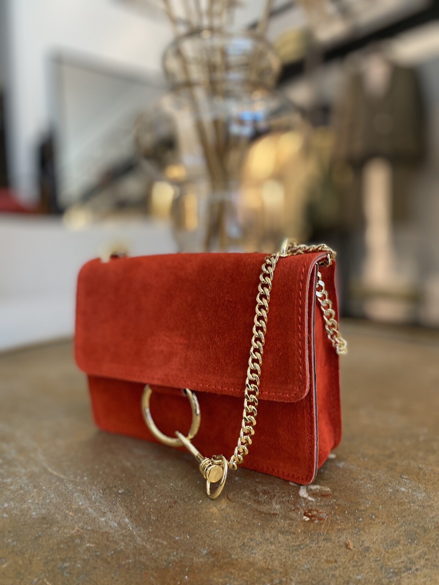 Rood Goud Suede Lederen Tas 49 95 Hipp Fashion Lifestyle