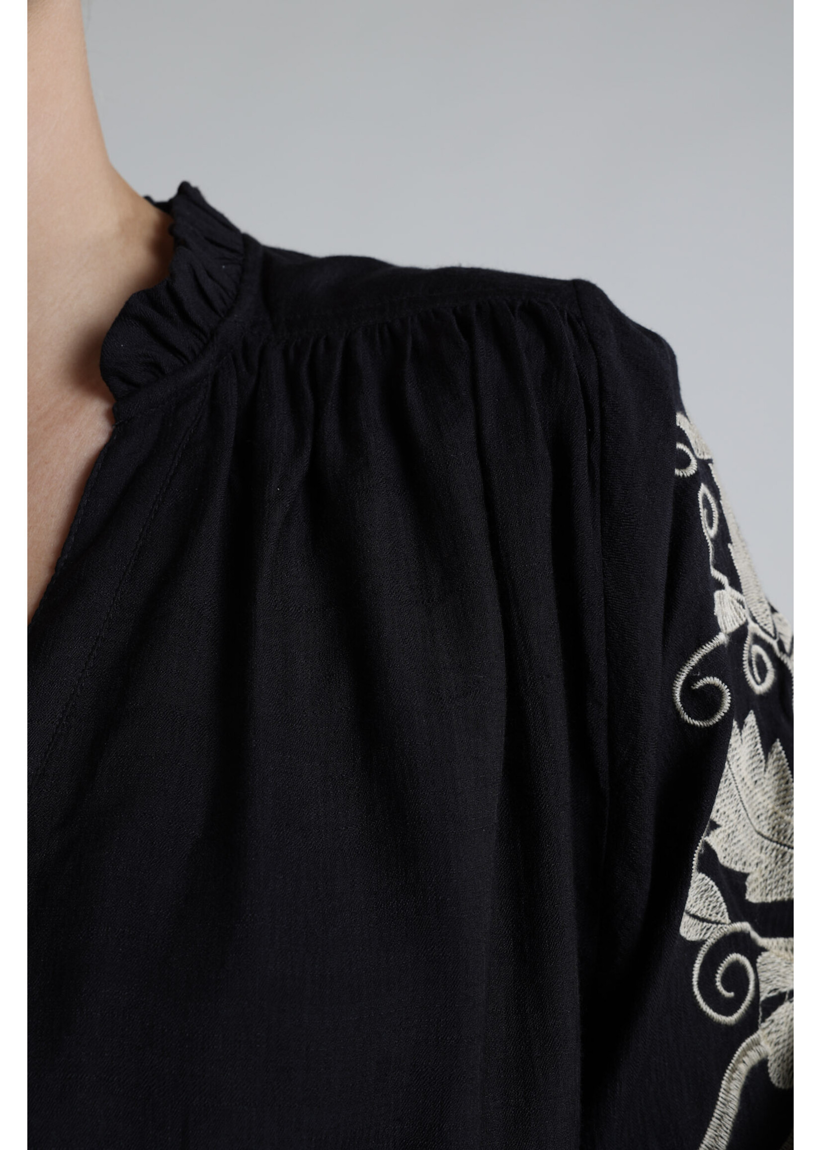 Nukus Nukus, Tina Blouse Embroidery Black, Size:
