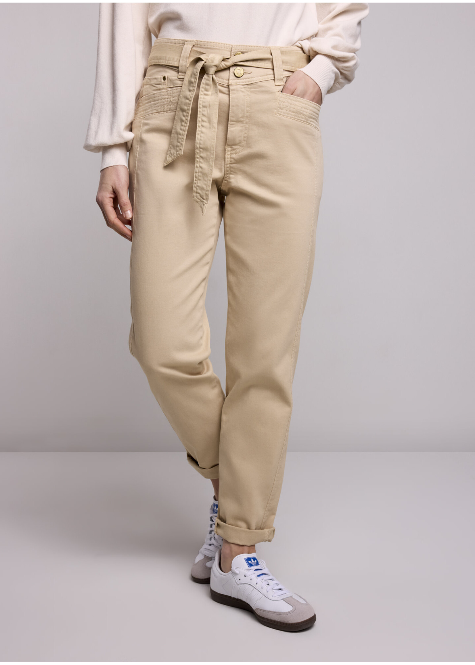 Summum Summum, Tapered pants peachy stretch twill mix Latte, Size: