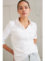 Yaya Yaya, Polo top, buttons, half long sleeves in regular fit, Pure White, Size: