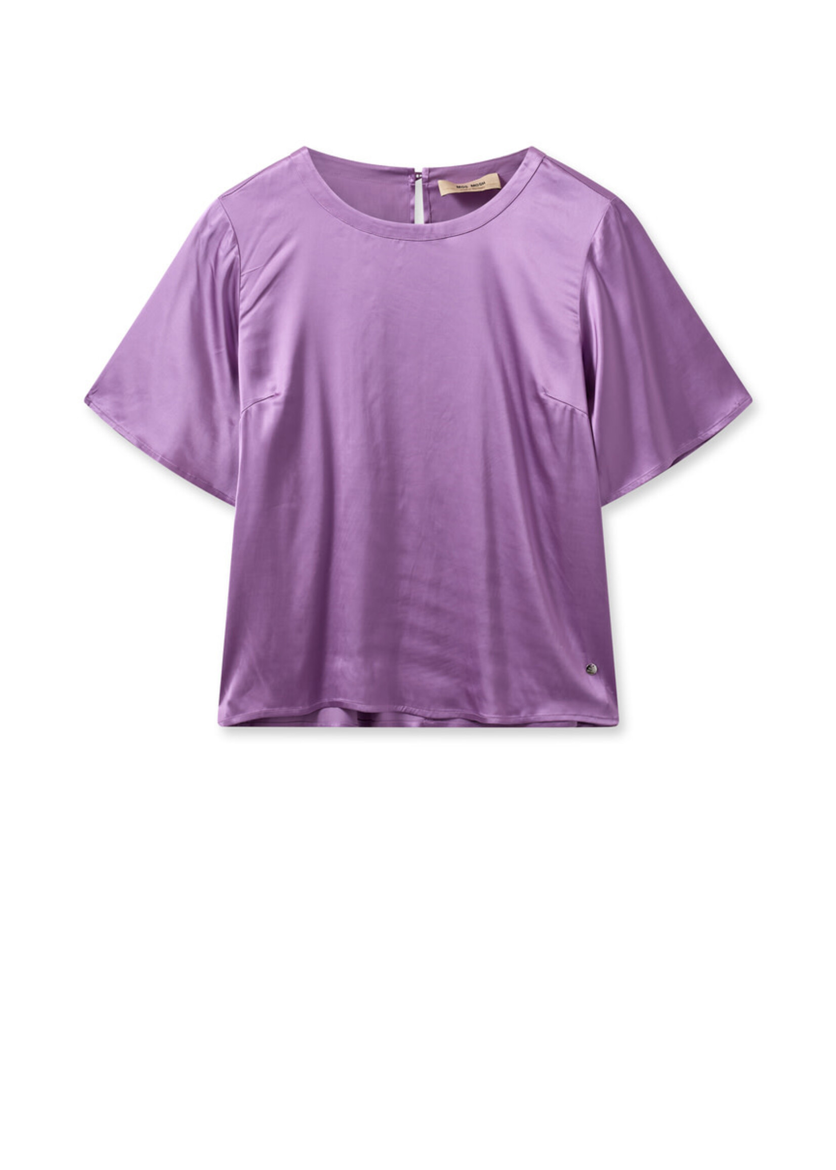 Mos Mosh Mos Mosh, MMEvie SS Satin Blouse, Iris Orchid, Size: