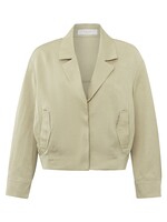 Yaya Yaya, Satin cropped blouse jacket. ong sl, pockets, Eucal green, Size: