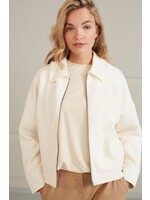 Yaya Yaya, Oversized jersey jacket, long sl, pockets, zip, Ivory White, Size: