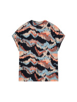 Summum Summum, Top allover printed short sleeve watery print, Night Sky, Size: