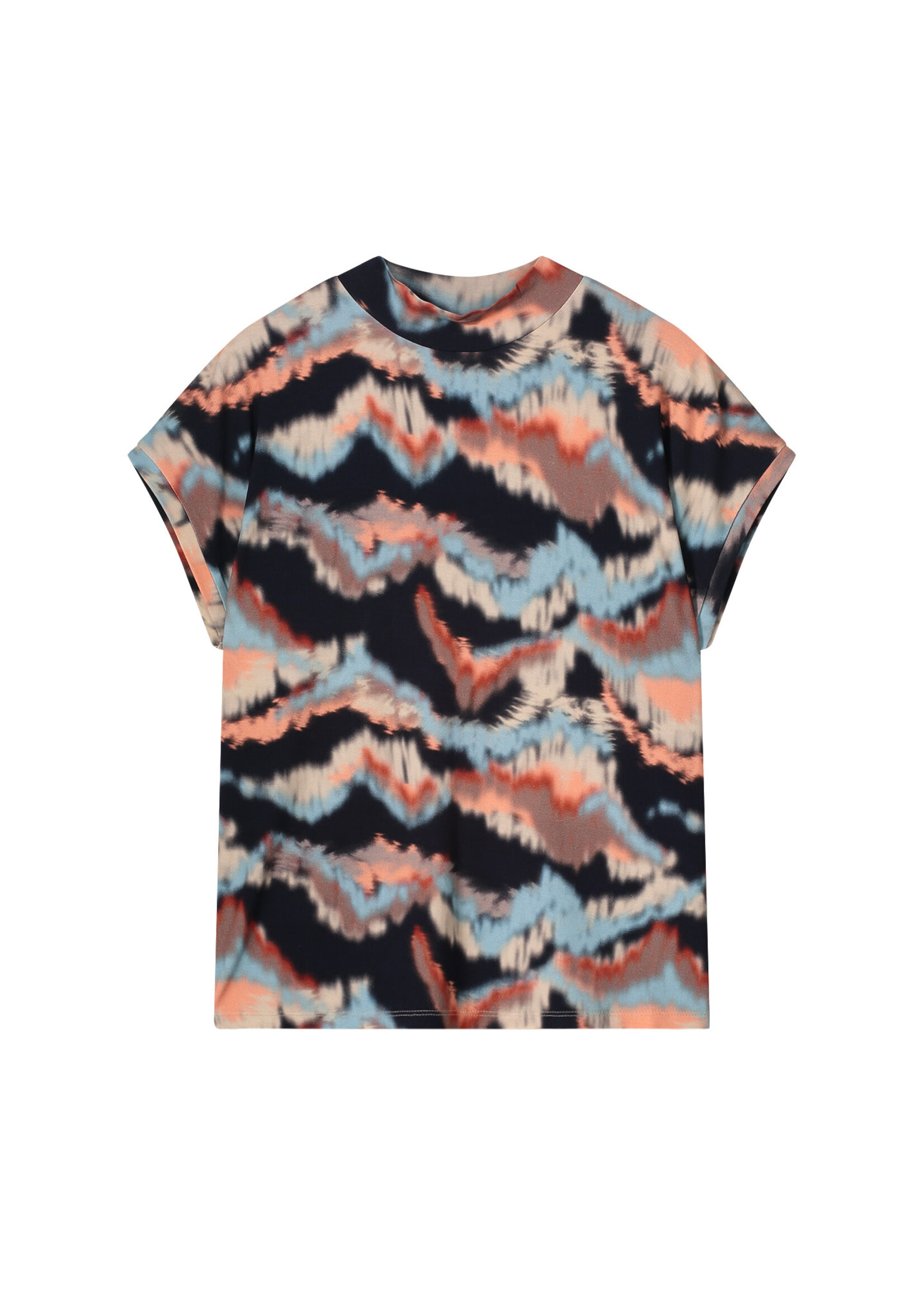 Summum Summum, Top allover printed short sleeve watery print, Night Sky, Size: