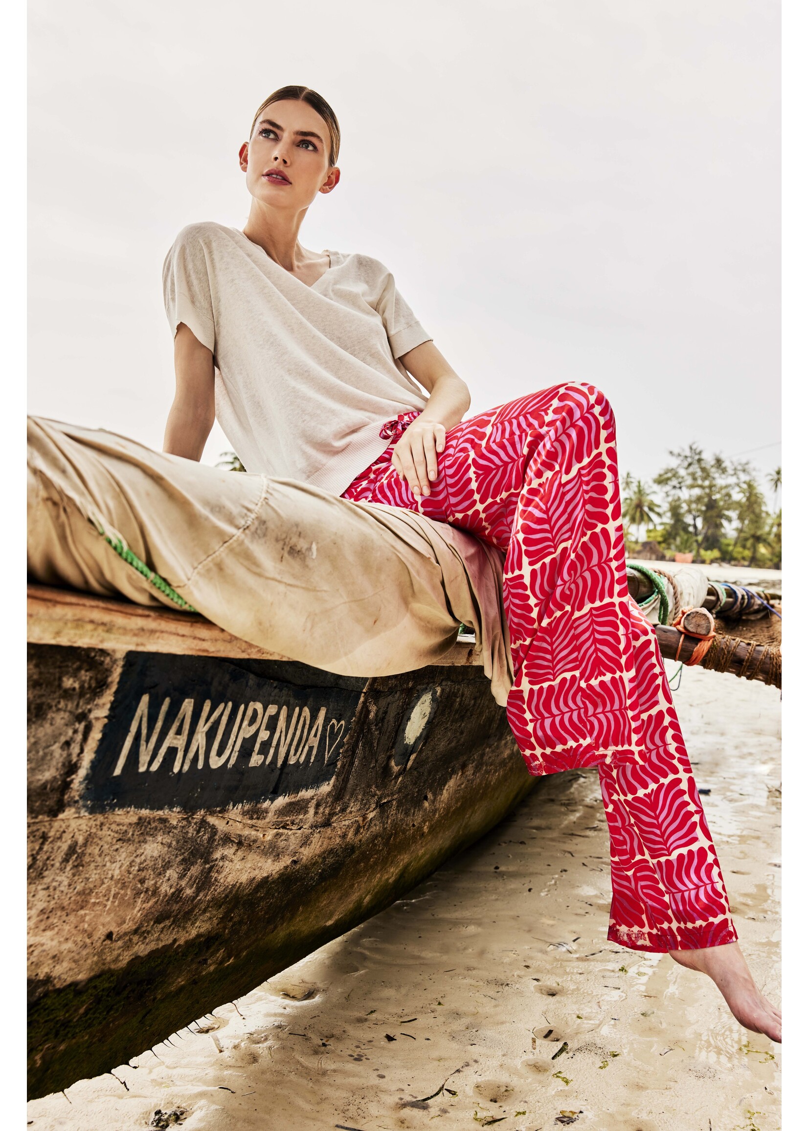 JC Sophie JC Sophie, Dali trousers, Red palm leaf, Size: