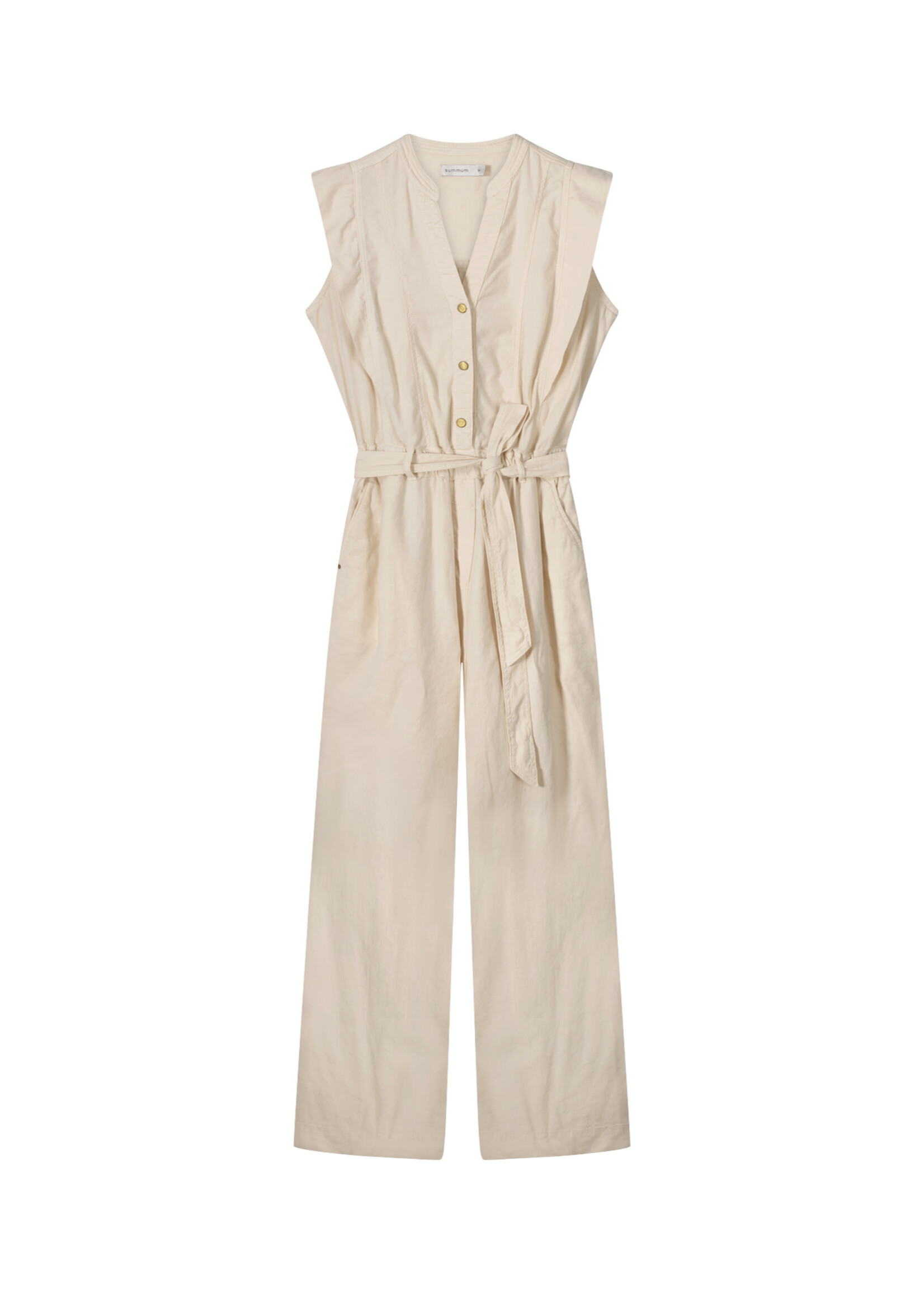 Summum Summum, Jumpsuit cotton linen stretch, Ivory, Size: