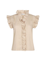 Co Couture Co Couture, SuedaCC Frill Top korte mouw, Sand