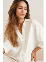 Yaya Yaya, Batwing blouse , V-neck, half long sleeves, buttons, Off White, Size: