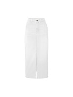 Yaya Yaya, Denim maxi skirt with side pockets, slit and zip fly, Off White, Size: