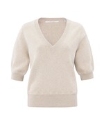 Yaya Yaya, Soft sweater, V-neck, half long sleeves, Gray Morn Beige Melange,