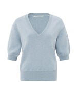 Yaya Yaya, Soft sweater, V-neck, half long sleeves, Xenon Blue Melange,