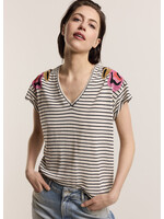 Summum Summum, T-shirt Stripe Tee Embroidered, Multicolour, Size: