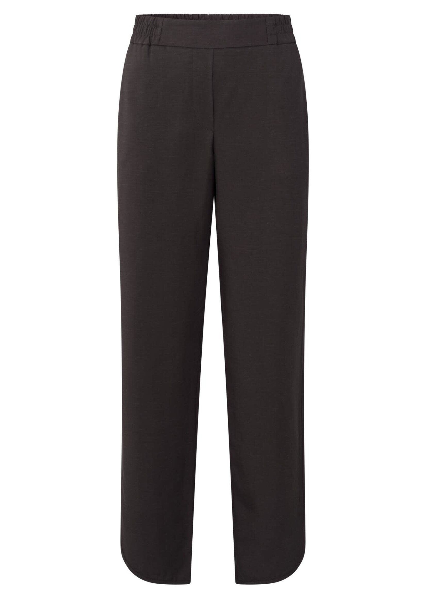 Yaya Yaya, Woven trousers, elastic waist, straight legs, Licorice Black, Size: