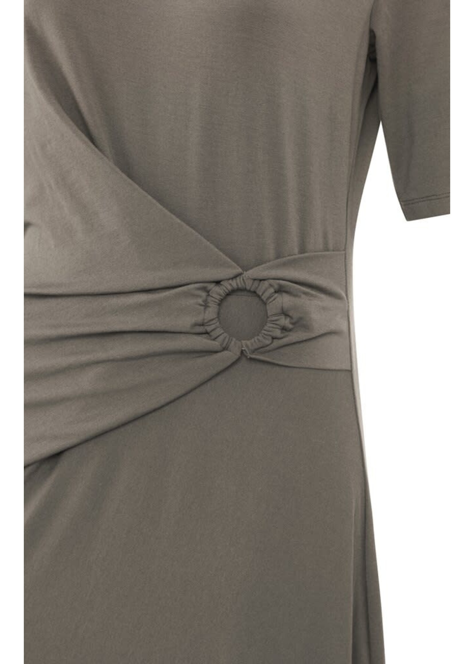 Yaya Yaya, Midi dress, pleated ring detail, Clay Pebble Grey, Size: