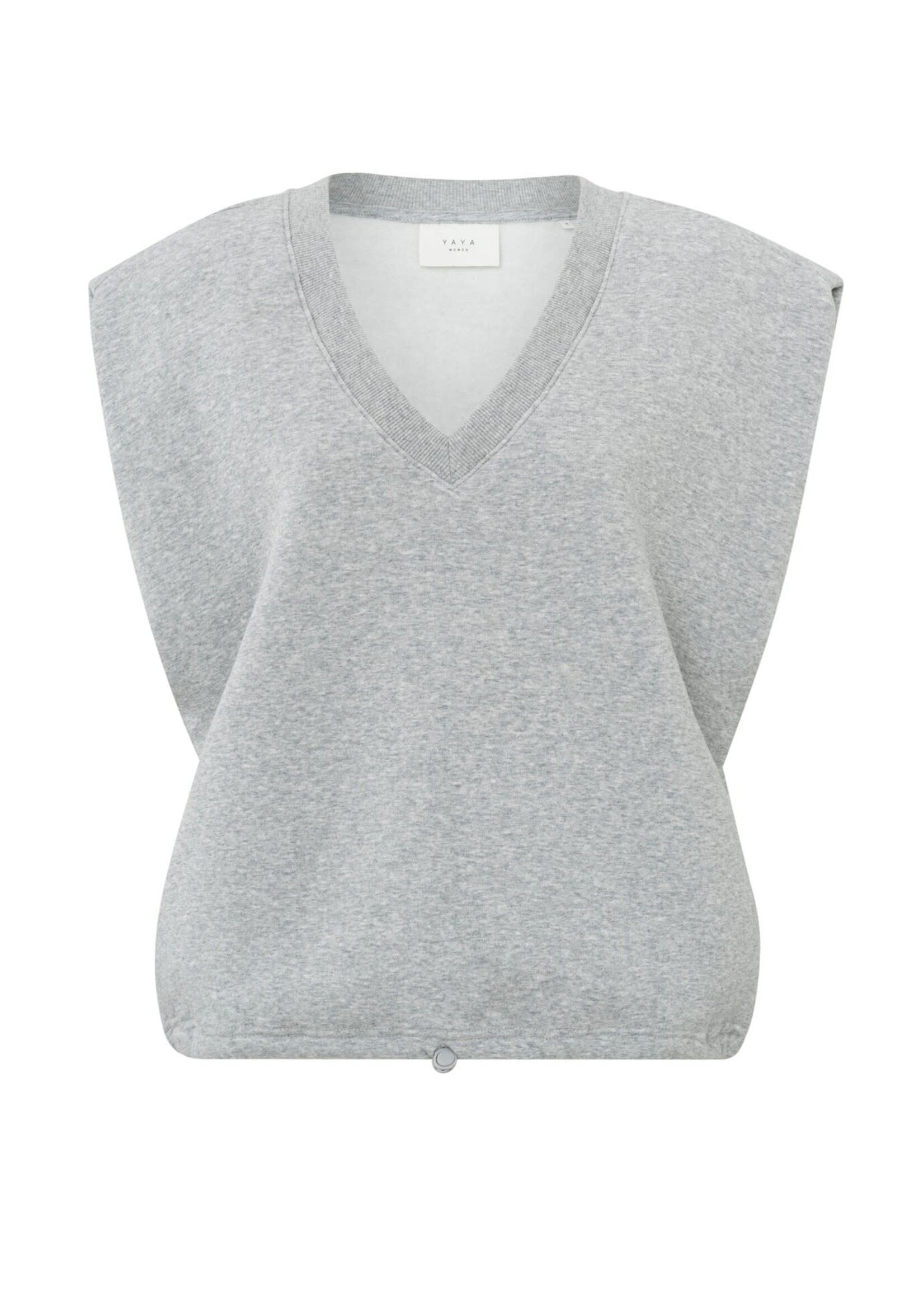 Yaya Yaya, Sleeveless jersey vest, V-neck, regular fit, Medium Grey, Size: