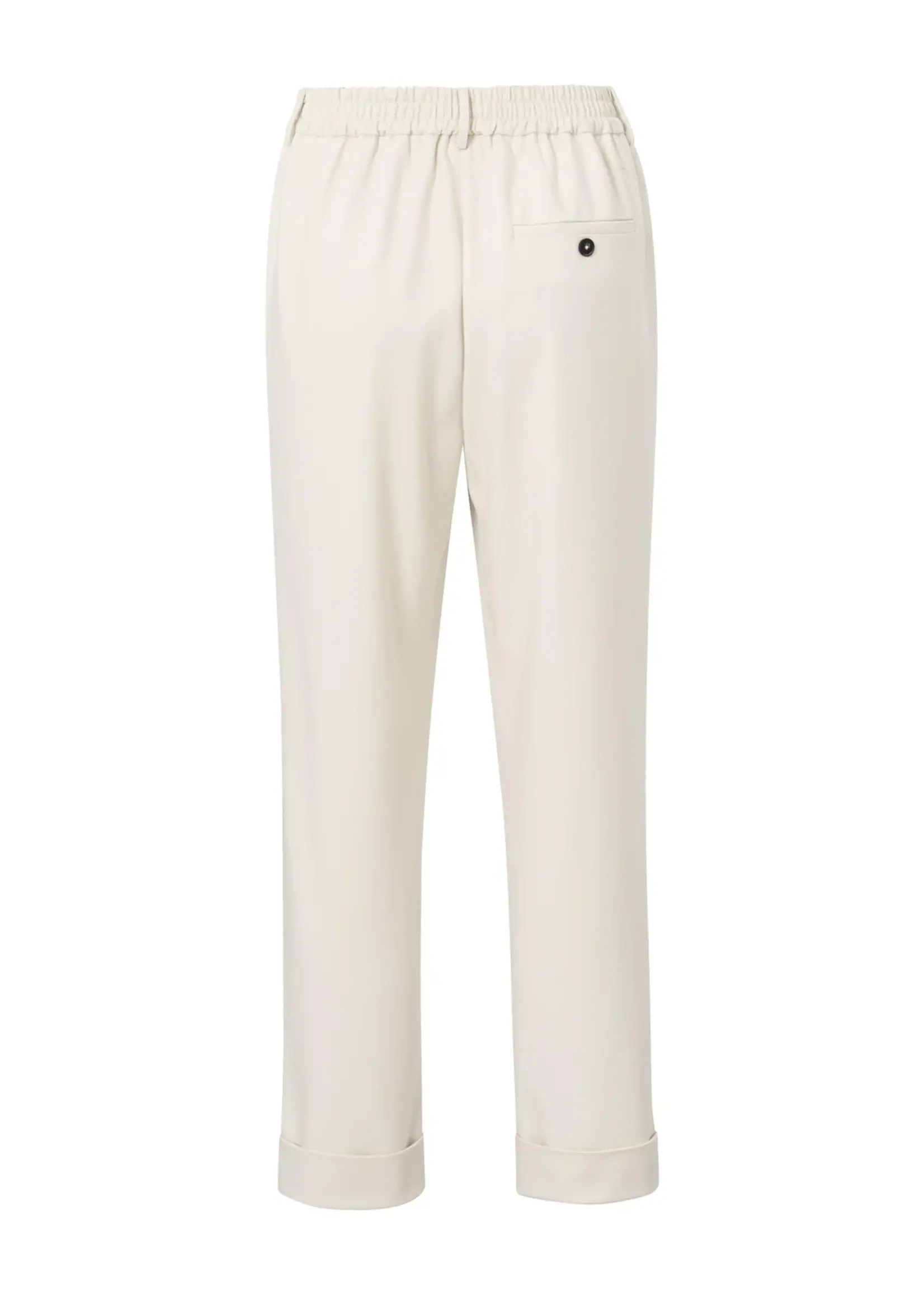 Yaya Yaya, Pants, elastic waist, pockets, turned-up hem, Chalk White, Size: