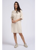 Yaya Yaya, Knitted T-shirt dress short sleeves, round neck, Chalk White, Size: