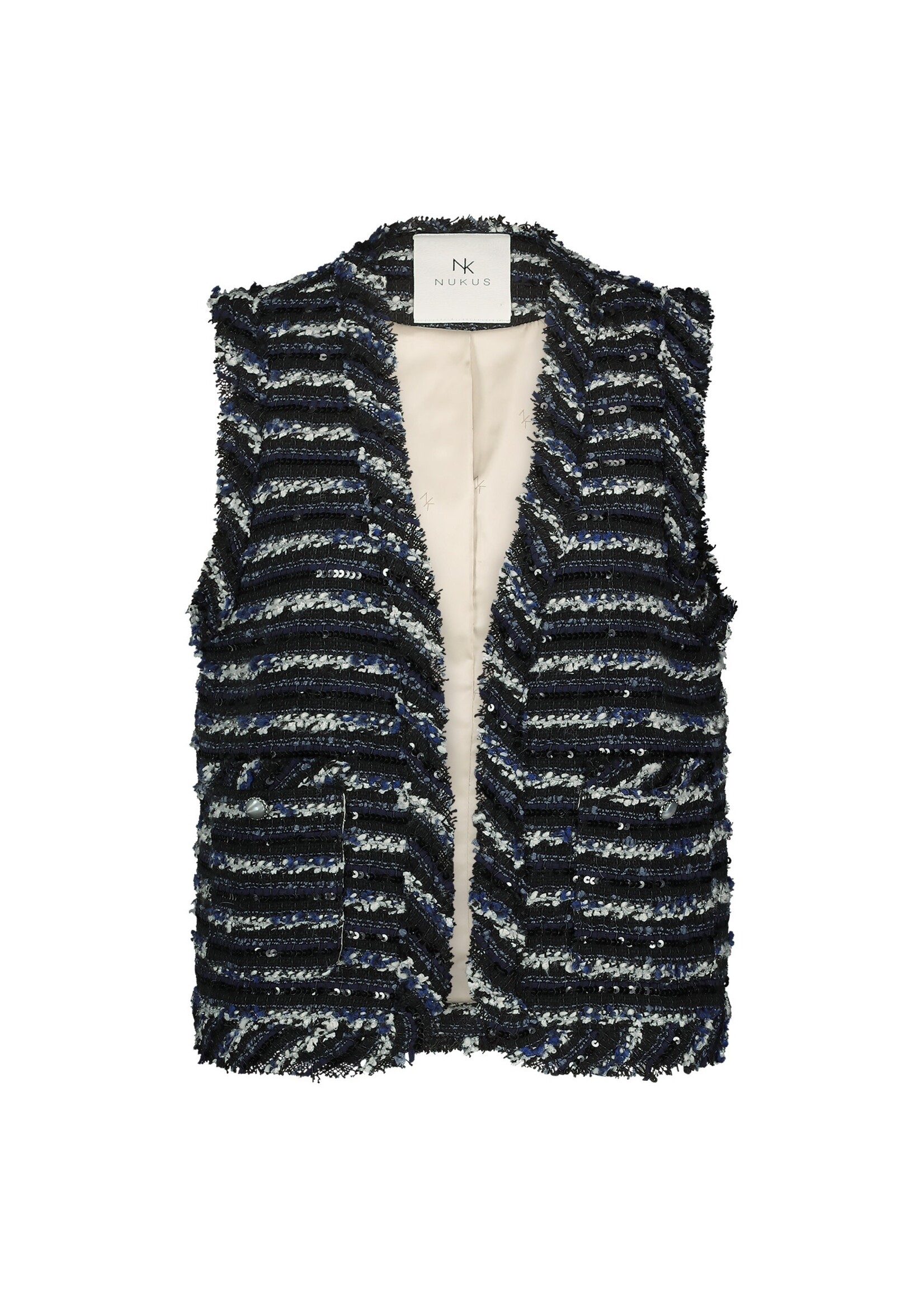 Nukus Nukus, Taylor Gilet Paillet, Navy, Size: