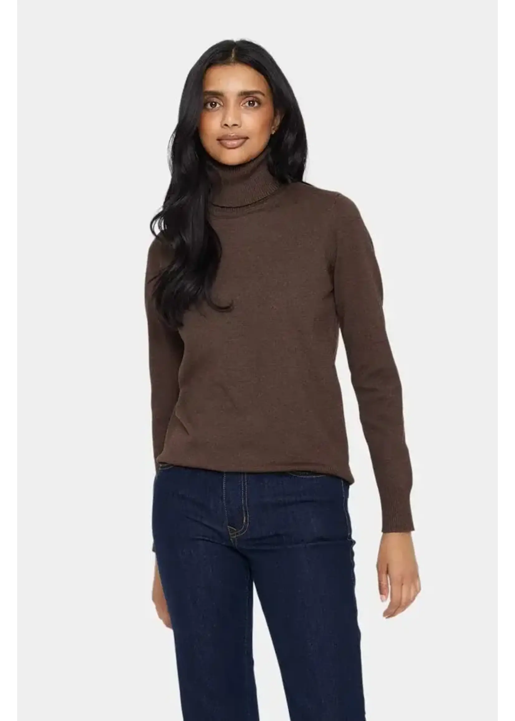 Saint Tropez Saint Tropez, MilaSZ Rollneck Pullover, Dark Oak Melang, Size: