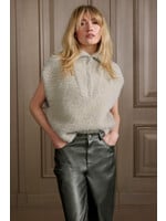 Yaya Yaya, Sleeveless sweater with half zipper, Dove Gray, Size: