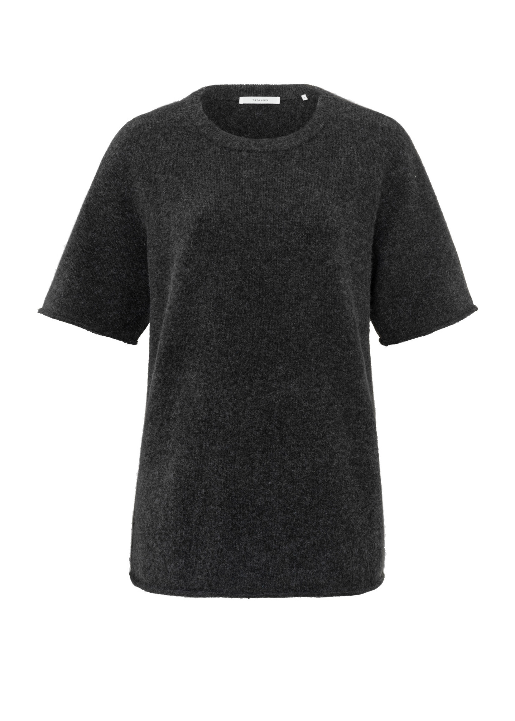 Yaya Yaya, Oversized shirt with short sleeves, Anthracite Melange, Size: