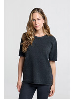 Yaya Yaya, Oversized shirt with short sleeves, Anthracite Melange, Size: