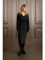 Yaya Yaya, Knitted dark gray dress with V-neck, Anthracite Melange, Size: