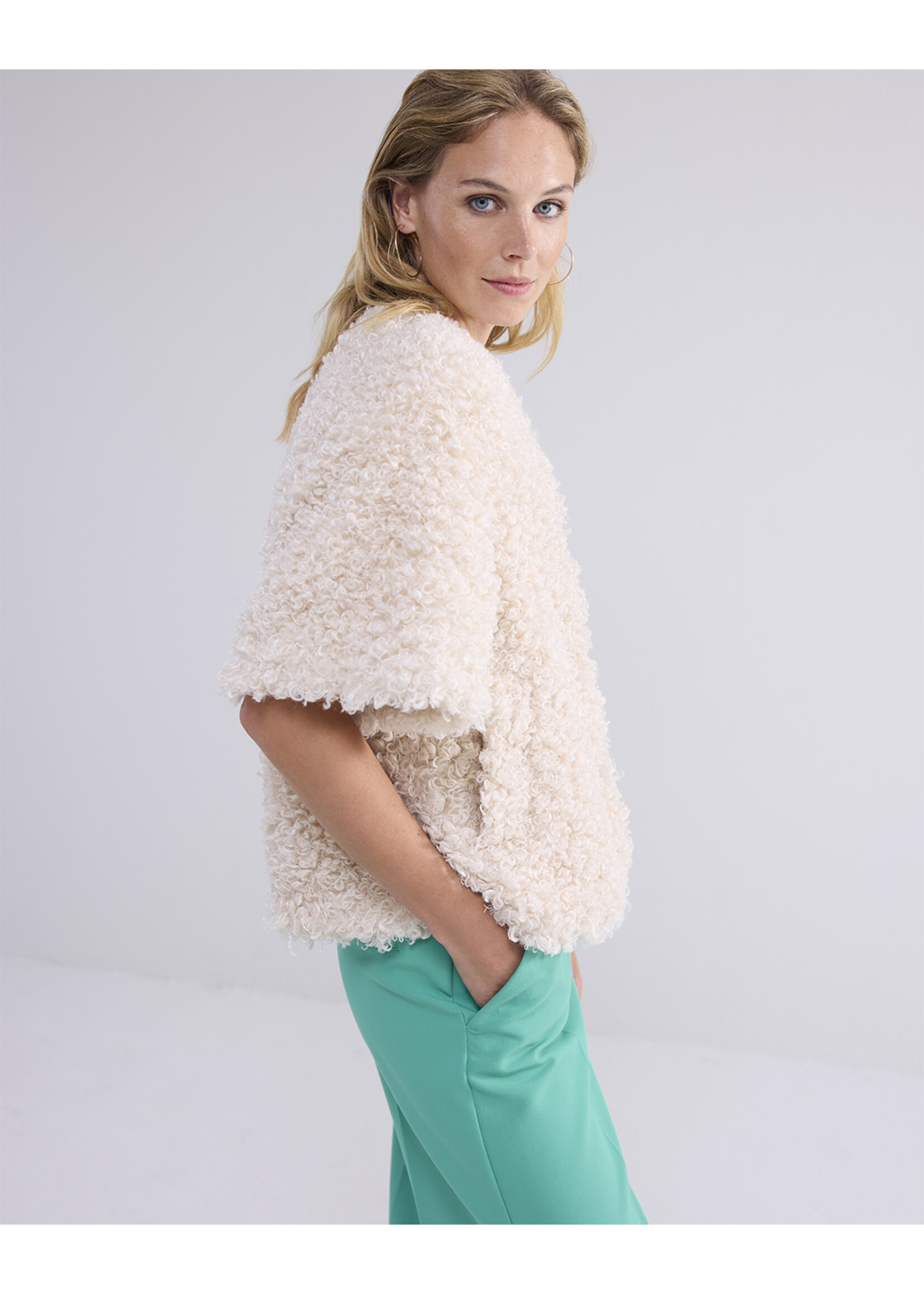 Summum Summum,  Jacket Faux Fur, Ivory, Size: