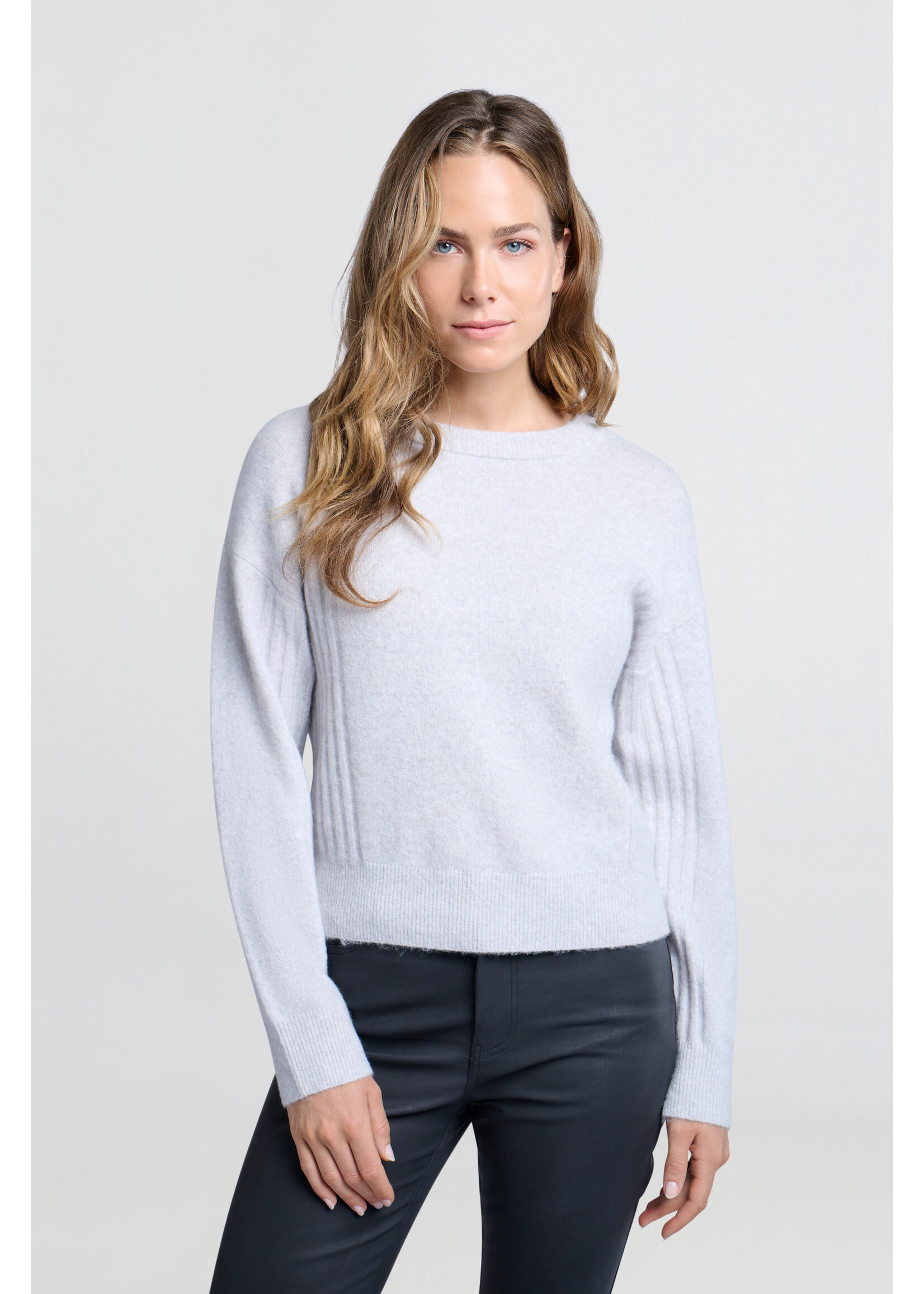 Yaya Yaya, Sweater with round neck, Sky Grey, Size: