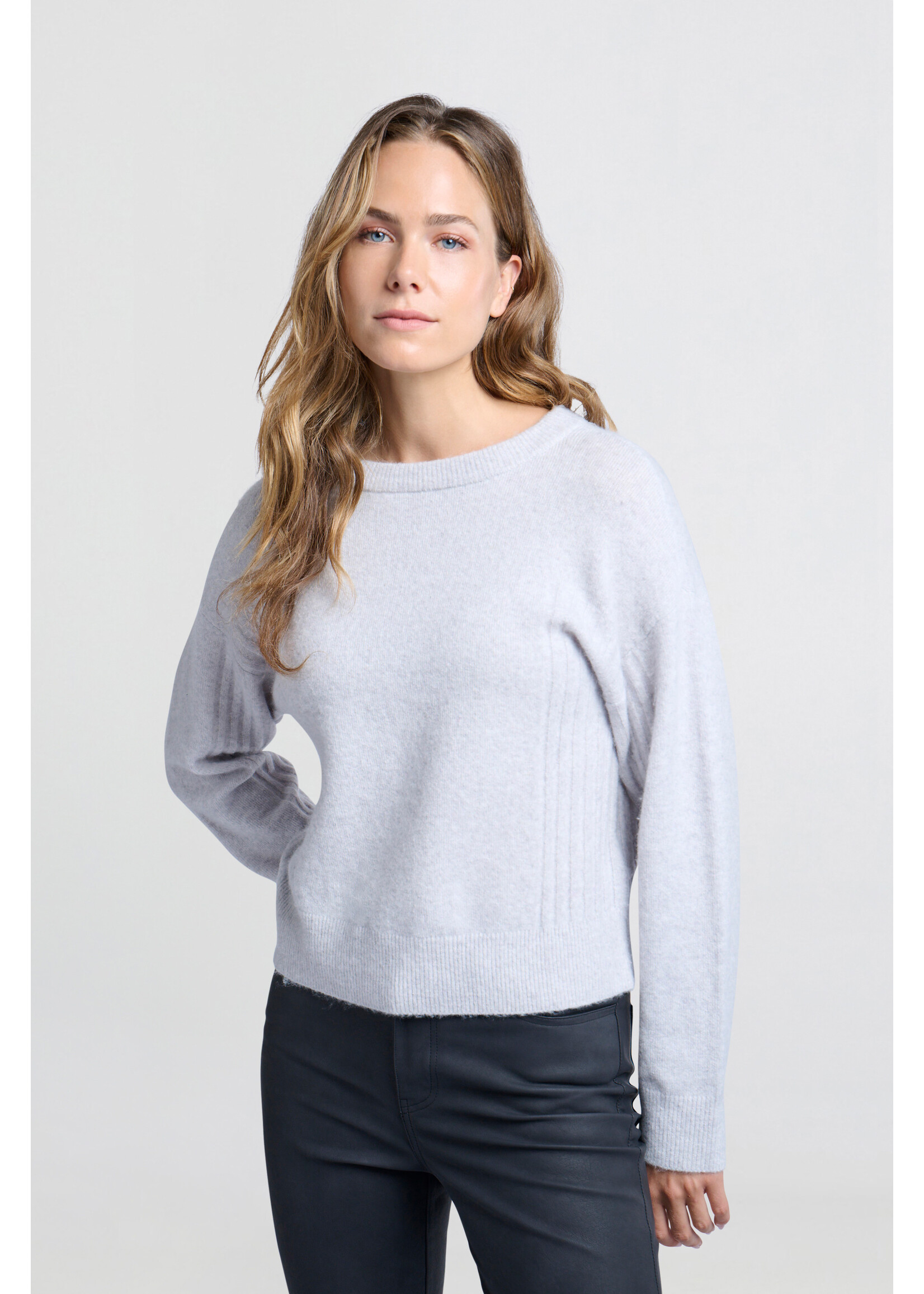 Yaya Yaya, Sweater with round neck, Sky Grey, Size: