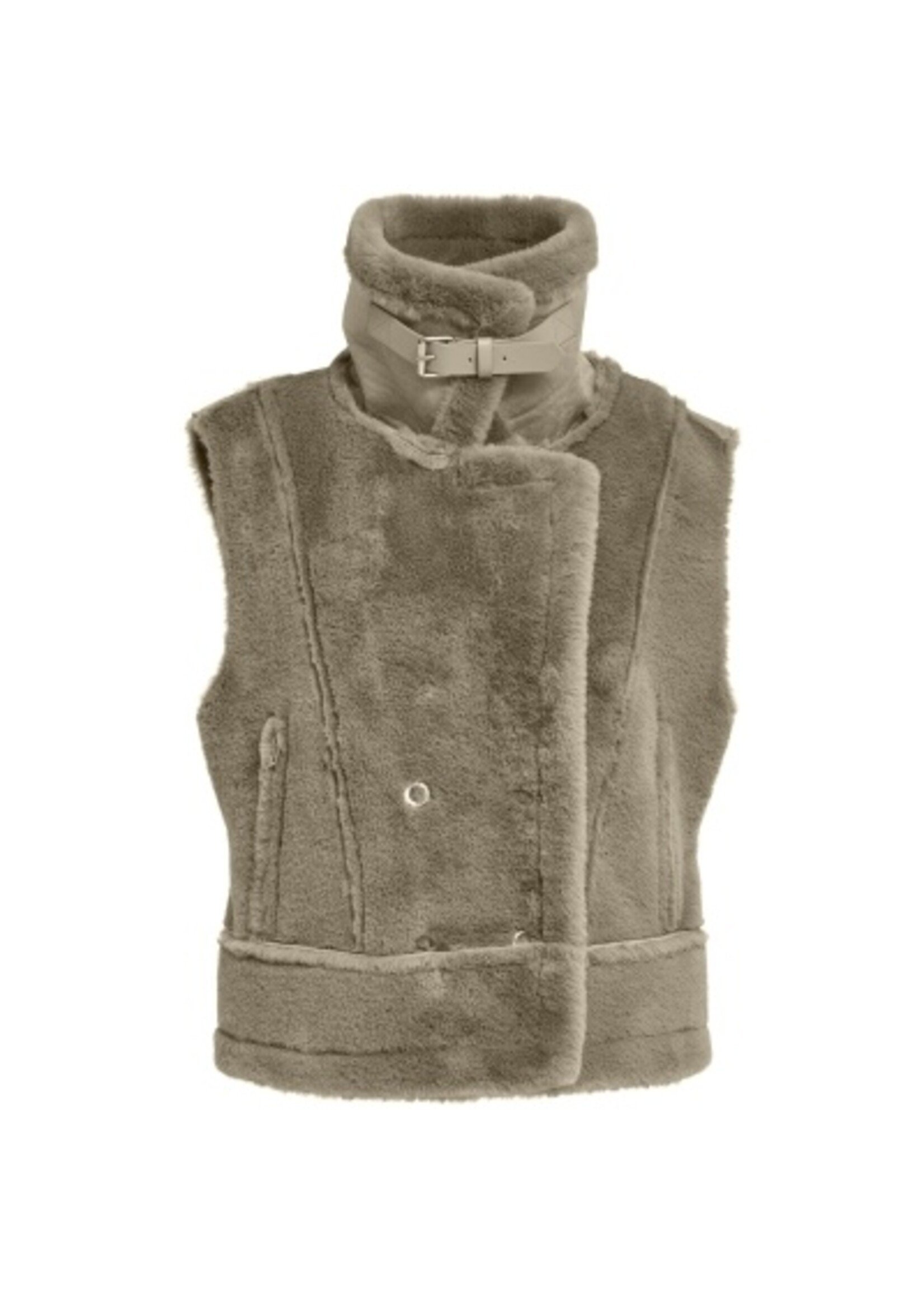 Minus Minus, MSPat Faux Fur vest, Winter Twig Sand, Size: