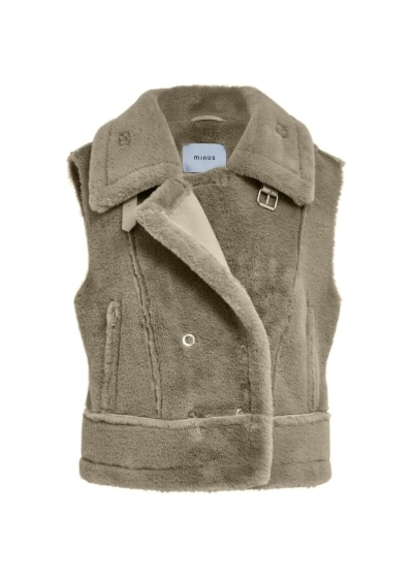 Minus Minus, MSPat Faux Fur vest, Winter Twig Sand, Size: