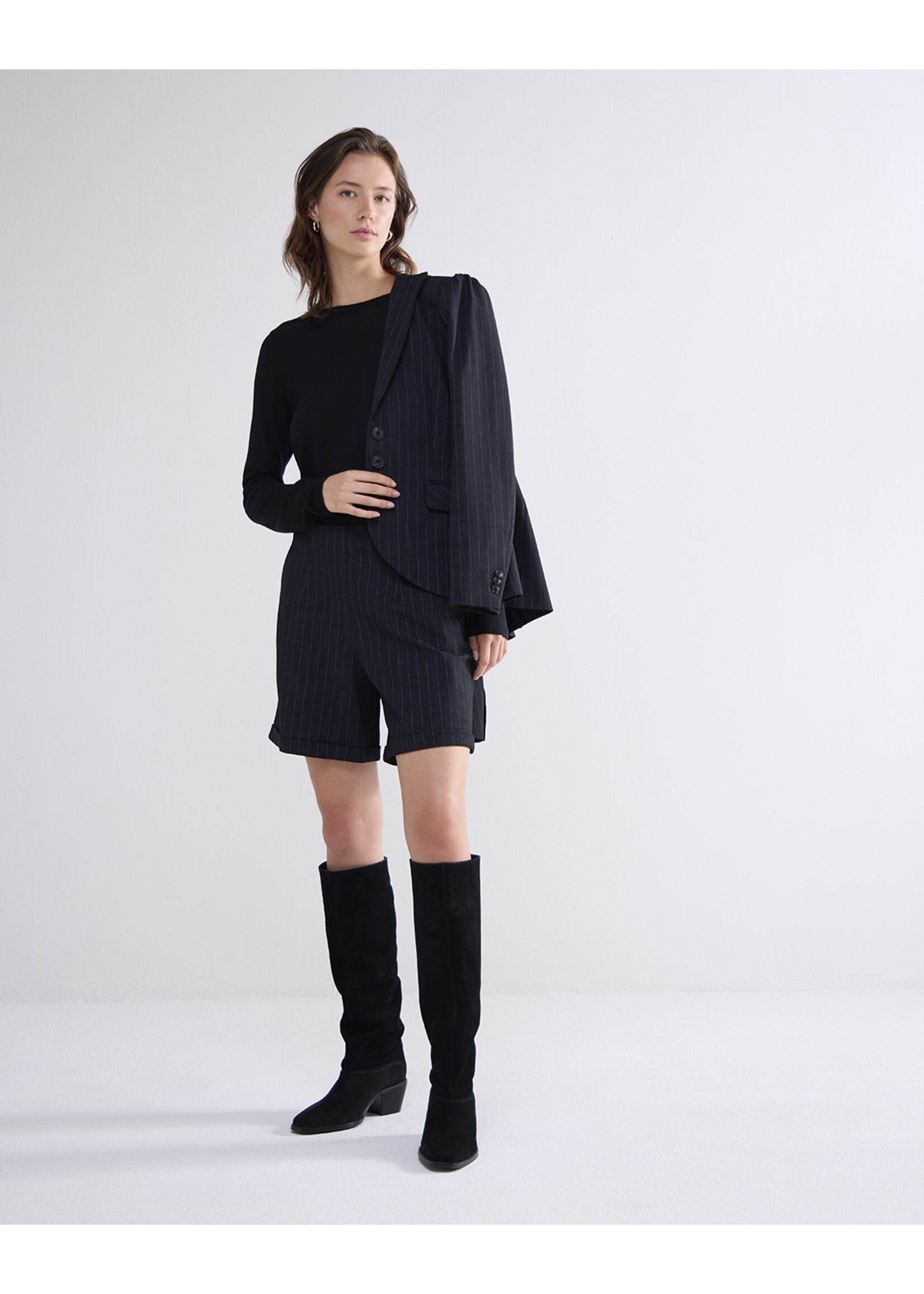 Summum Summum, Round neck top Lyocell Wool Basics, Black, Size:
