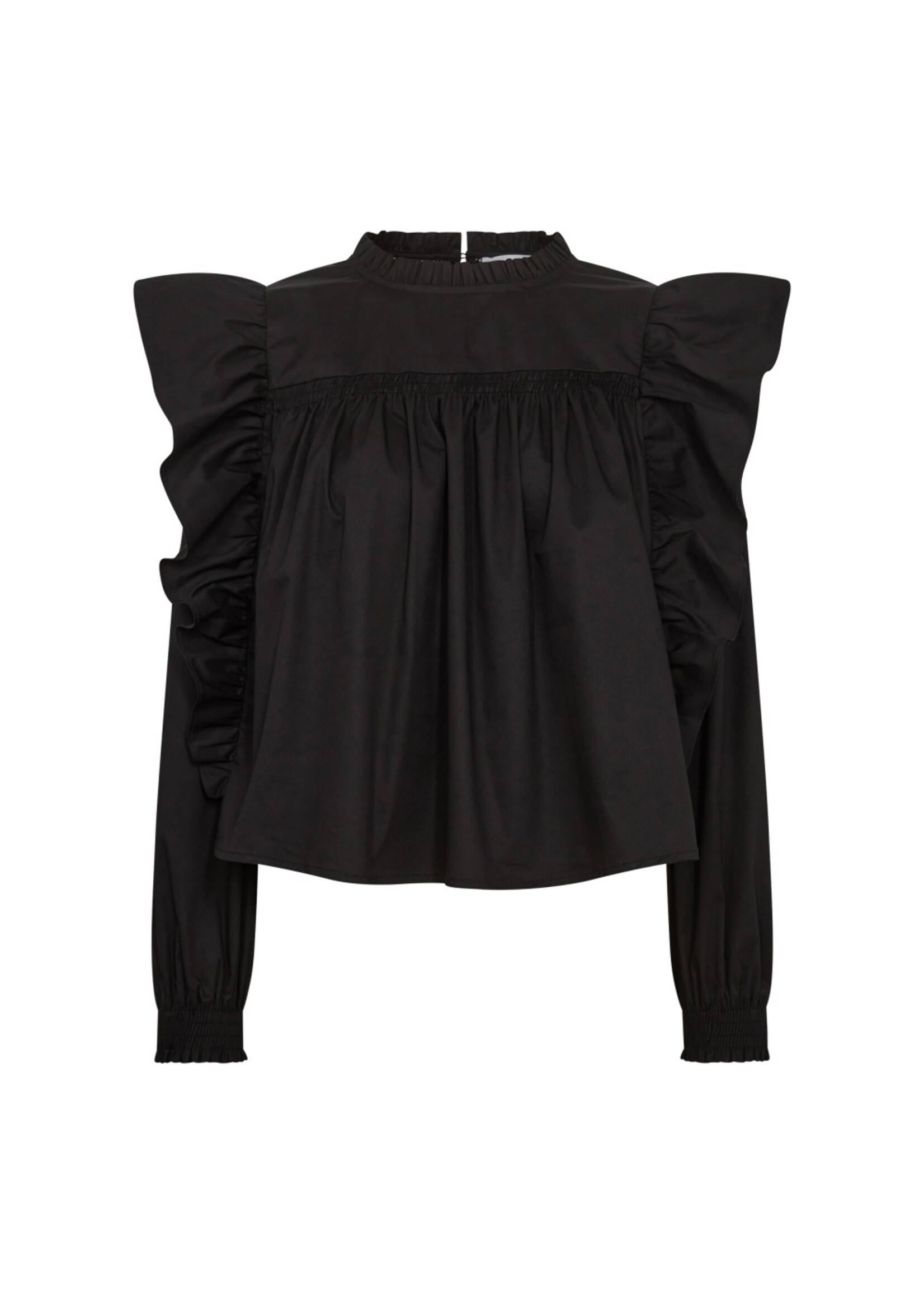 Co Couture Co'Couture, CottonCC Crisp Frill Blouse, Black, Size:
