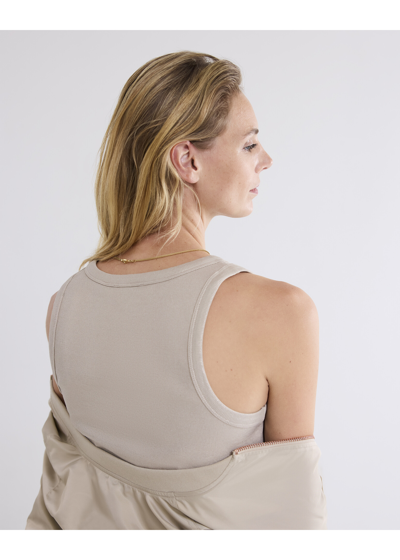 Summum Summum, Rib tanktop cotton rib, Cashmere, size: