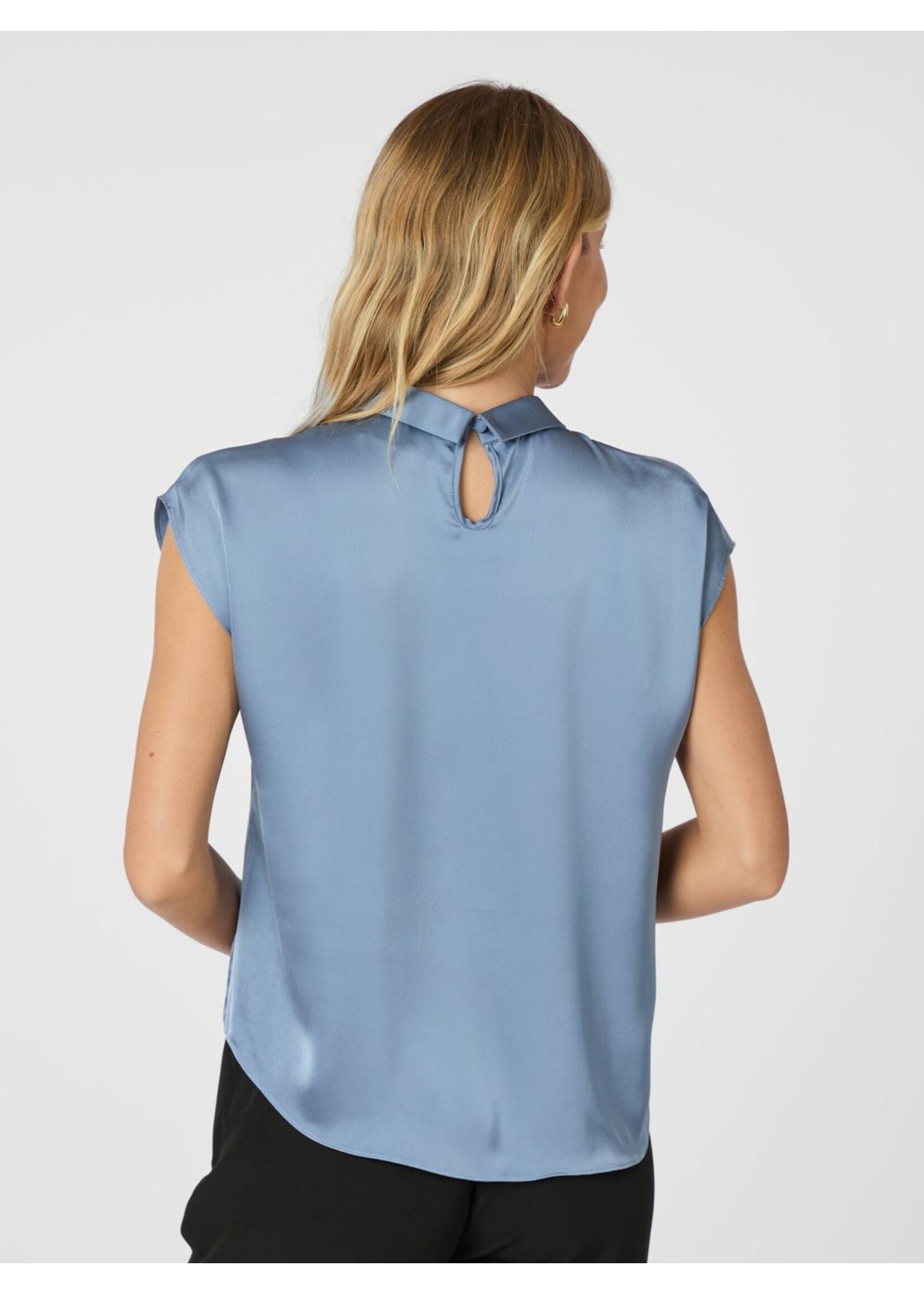 Neo Noir Neo Noir, Fleur Drapy Satin Blouse, Dusty Blue, Size: