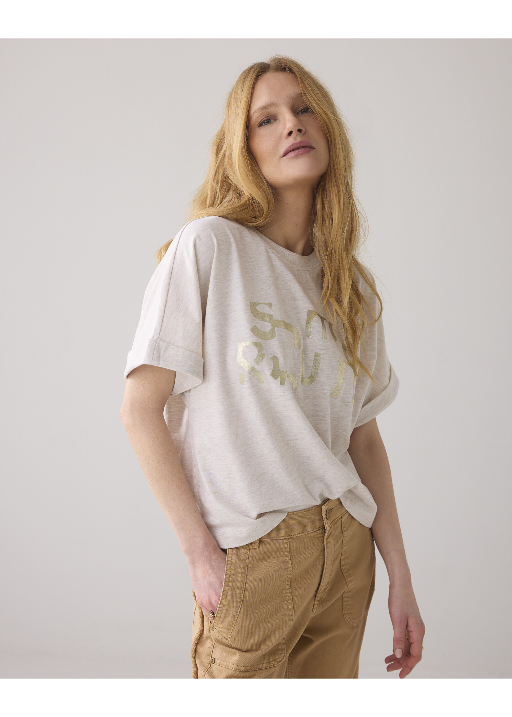 Summum Summum, Boxy Artwork Tee, Pebble Beige, Size: