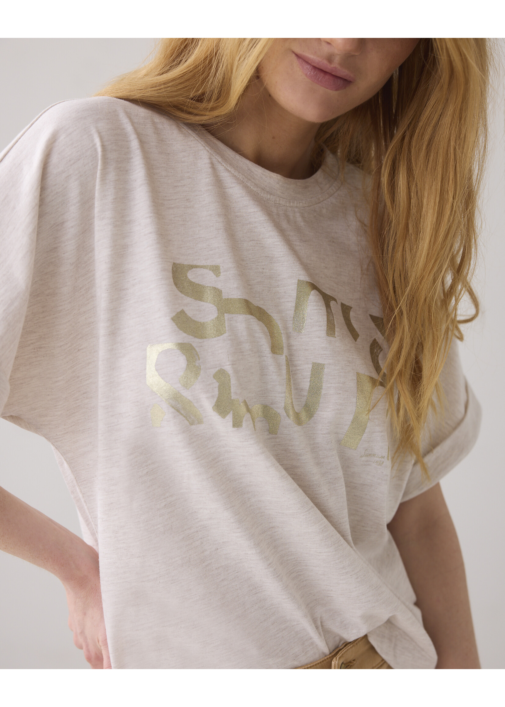 Summum Summum, Boxy Artwork Tee, Pebble Beige, Size: