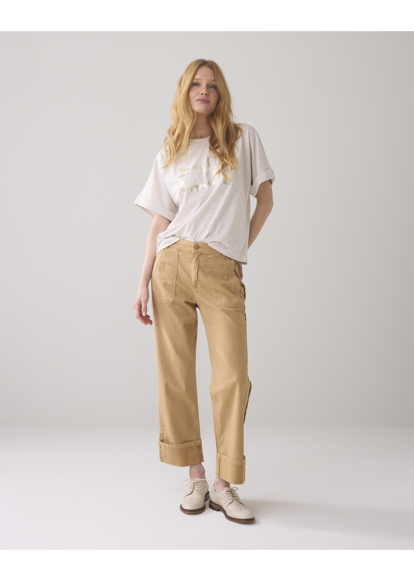 Summum Summum, Boxy Artwork Tee, Pebble Beige, Size: