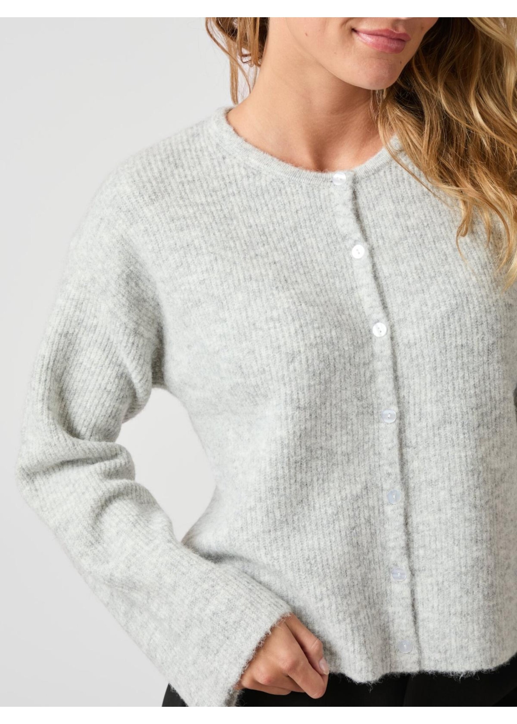 Neo Noir Neo Noir,  Vilja Knit Cardigan, Grey Melange, Size: